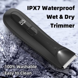 INVJOY Manscape Body & Pubic Hair Trimmer for Men w/Light - No Nick, No Cut, Balls Trimmer - No Razor Burn Groin, Body Groomer Shaver, IPX7 Waterproof Electric Razor w/Recharge Dock, Gift for Men Dad