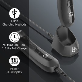 INVJOY Manscape Body & Pubic Hair Trimmer for Men w/Light - No Nick, No Cut, Balls Trimmer - No Razor Burn Groin, Body Groomer Shaver, IPX7 Waterproof Electric Razor w/Recharge Dock, Gift for Men Dad