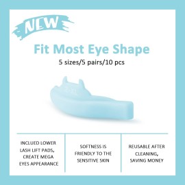Lash Lift Rods, PERMANIA Mega L Curl Lash Shield for Eyelash Perm, 10 PCS Silicone Super Soft Natural Stickiness Lash Lift Pad Makeup Beauty Tool with Lower Eyelash CurlerBlue