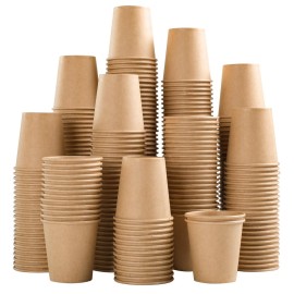 SIUQ 400 Pack 3 oz Kraft Paper Cups, Disposable Bathroom Cups, Mini Mouthwash Cups, Hot/Cold Beverage Drinking Cup for Gargle Espresso Juice Medicine (Brown)