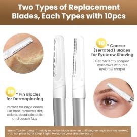 COSYLIFE Dermaplaning Tool for Face, 20 Blade Refills, Dermaplane Razor for Face, Hair Remover Blade for Eyebrows and Peach Fuzz, Facial Shaver for Women That Helps Exfoliate and Smooth The Skin COSYLIFE Dermaplaning Tool for Face, 20 Blade Refills, Dermaplane Razor for Face, Hair Remover Blade for Eyebrows and Peach Fuzz, Facial Shaver for Women That Helps Exfoliate and Smooth The Skin
