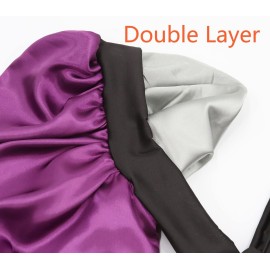 brcok Kids Braid Long Bonnet Girls Satin Bonnet Sleeping Cap Double Layer with tie Band Silk Hair Bonnet for Toddler Child