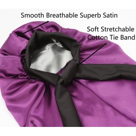 brcok Kids Braid Long Bonnet Girls Satin Bonnet Sleeping Cap Double Layer with tie Band Silk Hair Bonnet for Toddler Child