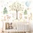 Watercolor Tree Animal Wall Stickers Forest Animals Wall Sticker Baby Room Decor Woodland Nursery Murals Decals Peel and Stick Cartoon Hot Air Balloon Animals Vinyl Decal for Kids Room Playroom Decor