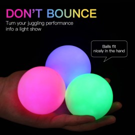 POITOI Light Up Juggling Balls Glow in The Dark USB Rechargeable Glowing Juggling Ball Set of 3