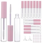 YITOU 12 Pcs 10ml Empty Mascara Tube with Eyelash Wand for Castor Oil, Refillable Clear Bottle Sample Size Container for Eyelash Eyebrow DIY Cosmetics Bulk Wholesale, Pink