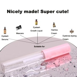 YITOU 12 Pcs 10ml Empty Mascara Tube with Eyelash Wand for Castor Oil, Refillable Clear Bottle Sample Size Container for Eyelash Eyebrow DIY Cosmetics Bulk Wholesale, Pink