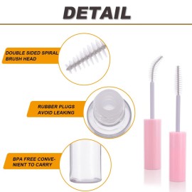 YITOU 12 Pcs 10ml Empty Mascara Tube with Eyelash Wand for Castor Oil, Refillable Clear Bottle Sample Size Container for Eyelash Eyebrow DIY Cosmetics Bulk Wholesale, Pink