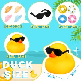 Marsui 24 Pcs Summer Beach Rubber Ducks Bulk Mini Rubber Ducky Bathtub Toy Cute Squeaky Shower Ducks for Baby Shower Swimming Pool Toys