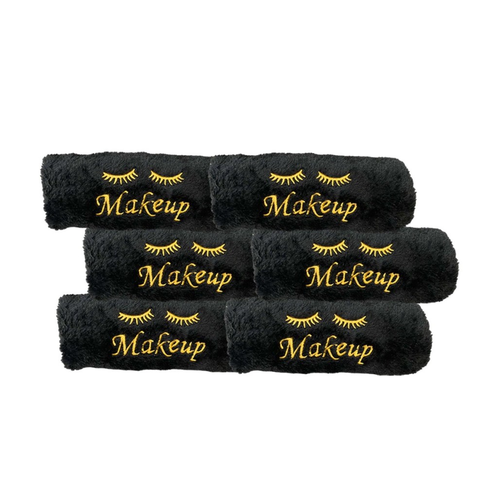 URBLUX Microfiber Makeup Remover Washcloths Set of 6 - Soft, Reusable Face Towels for Makeup Removal Eco-Friendly Embroidered Cleaning Cloths - Multipurpose Make Up Eraser - (Black/Gold Silk)