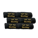 URBLUX Microfiber Makeup Remover Washcloths Set of 6 - Soft, Reusable Face Towels for Makeup Removal Eco-Friendly Embroidered Cleaning Cloths - Multipurpose Make Up Eraser - (Black/Gold Silk)