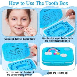 Tooth Holders for Kids Keepsake, Baby Teeth Keepsake Box, Tooth Saver, Tooth Container for Lost Teeth, Teeth Storage Holder for Tooth Fairy (Blue)