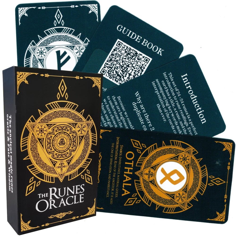Han Yu Bowen Oracle Cards - Dual Color Runes Tarot Deck for Beginners with Meanings