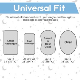 Beberoad Love 2 Pack Baby Bassinet Sheets, 100% Cotton Soft Universal Fitted Sheets for Oval, Hourglass and Rectangular Bassinet Mattress Pad-Elastic Washable, White, 32 x 18 x 3 Inches