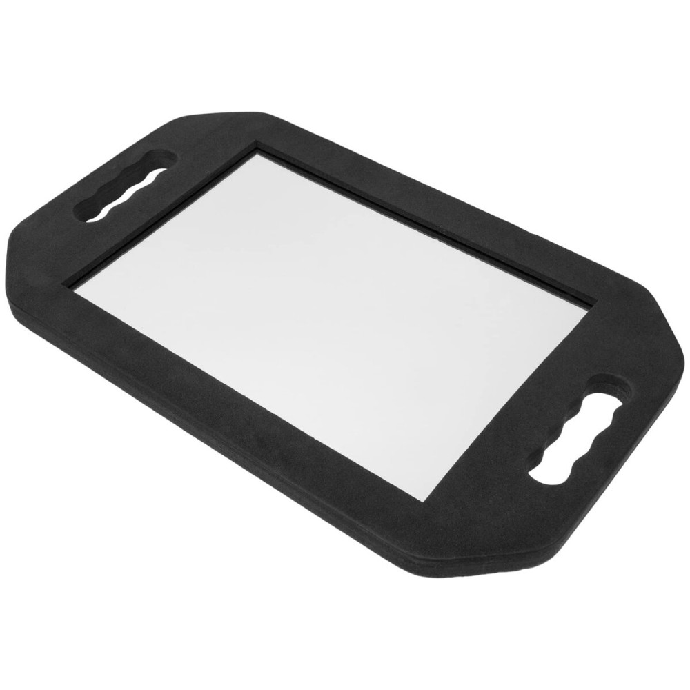 FRCOLOR Black Rectangular Hairdressing Foam Mirror - Large Handheld Barber Mirror with Double Handle for Haircuts and Styling, Lightweight Foam Mirror for Salons and Barbershops