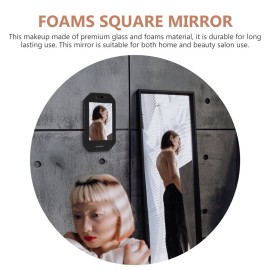 FRCOLOR Black Rectangular Hairdressing Foam Mirror - Large Handheld Barber Mirror with Double Handle for Haircuts and Styling, Lightweight Foam Mirror for Salons and Barbershops