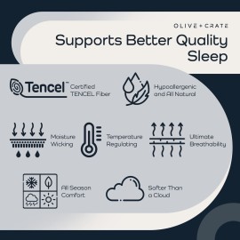 Olive + Crate Crib Sheets Luxury Eucalyptus Tencel, Naturally Organic Pure Ultra Soft and Breathable, Boys and Girls, Baby and Toddler, Deep Pockets, White Snow (52 x 28)