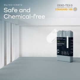 Olive + Crate Crib Sheets Luxury Eucalyptus Tencel, Naturally Organic Pure Ultra Soft and Breathable, Boys and Girls, Baby and Toddler, Deep Pockets, White Snow (52 x 28)