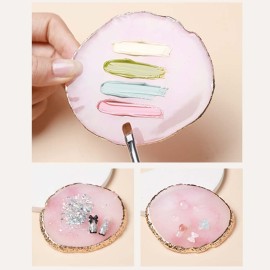 Resin Nail Art Palettes Set, 1 Pcs Resin Nail Art Palette and 1 Pcs Painting Drawing Color Plate with Adjustable Finger Rings Nail Holder Nail Art Display Tools Photography Props