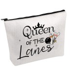 PWHAOO Bowling Cosmetic Bag Queen Of The Lanes Cosmetic Bag Bowling League Makeup Bag Bowling Lover Gift (Queen of THE Lanes B)