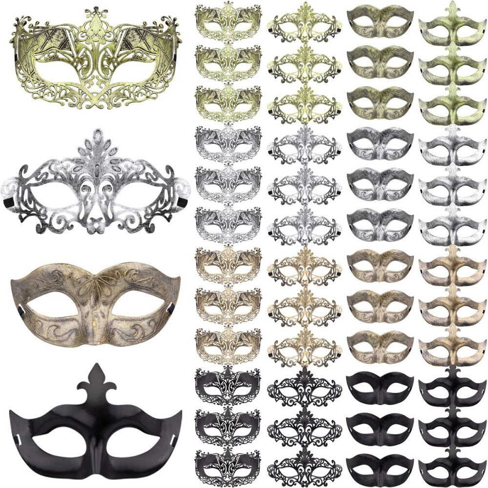 FEQO 48 Pieces Masquerade Masks Venetian Vintage Antique Masks Masquerade Eye Mask for Festival Canival Mardi Gras Party