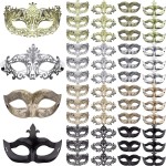 FEQO 48 Pieces Masquerade Masks Venetian Vintage Antique Masks Masquerade Eye Mask for Festival Canival Mardi Gras Party