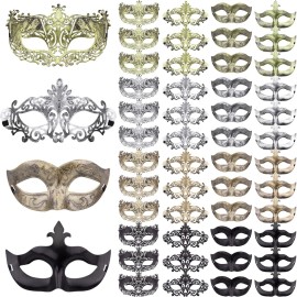 FEQO 48 Pieces Masquerade Masks Venetian Vintage Antique Masks Masquerade Eye Mask for Festival Canival Mardi Gras Party