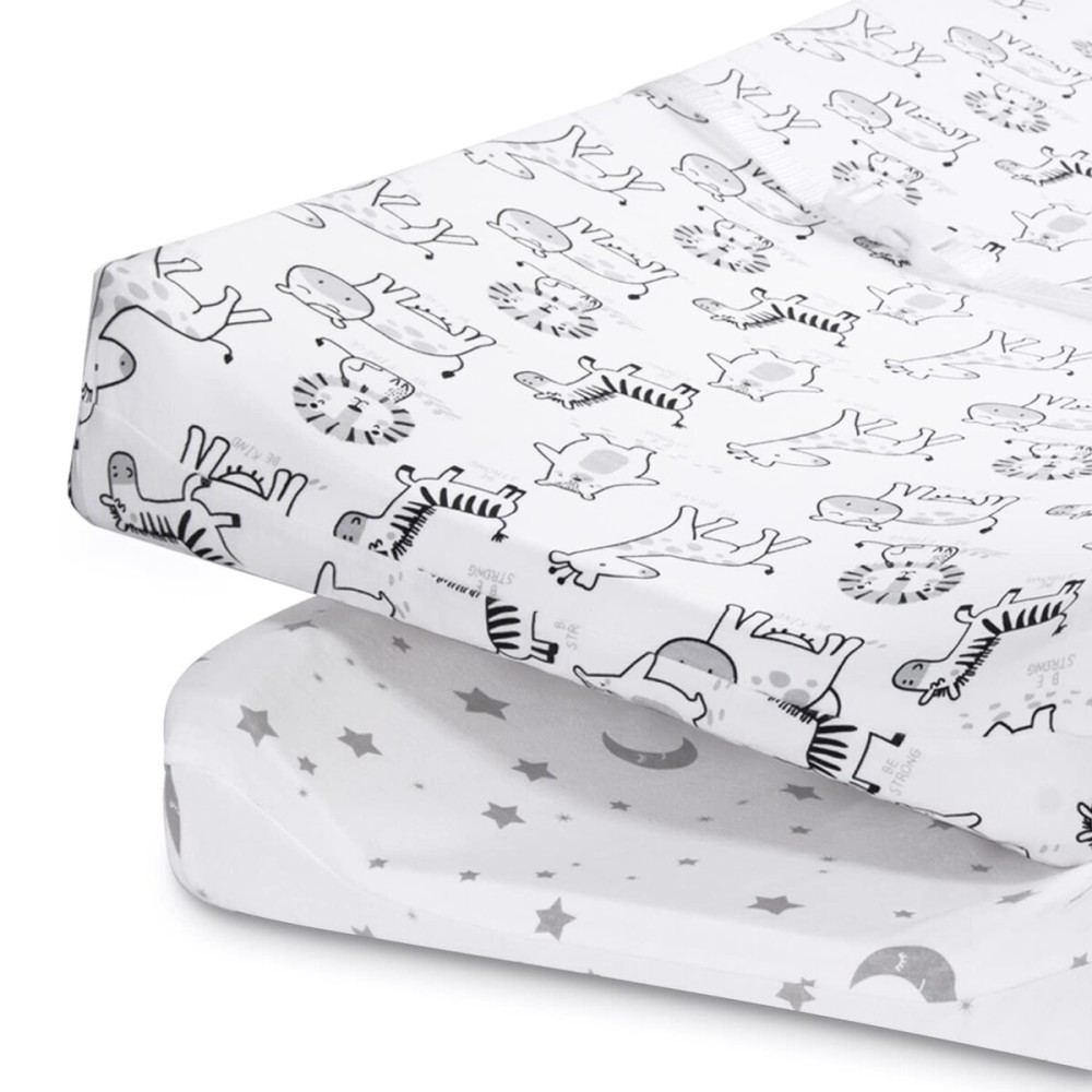 Beberoad Love 2 Pack Baby Changing Pad Covers Set Changing Table Sheets for Boys and Girls, 100% Cotton Soft Diaper Changing Pad Cover-Elastic Washable, White, 32 x 18 x 6 Inches
