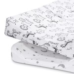 Beberoad Love 2 Pack Baby Changing Pad Covers Set Changing Table Sheets for Boys and Girls, 100% Cotton Soft Diaper Changing Pad Cover-Elastic Washable, White, 32 x 18 x 6 Inches
