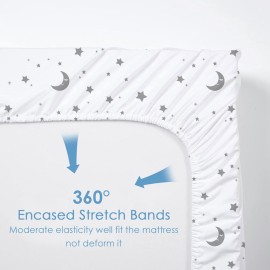 Beberoad Love 2 Pack Baby Changing Pad Covers Set Changing Table Sheets for Boys and Girls, 100% Cotton Soft Diaper Changing Pad Cover-Elastic Washable, White, 32 x 18 x 6 Inches