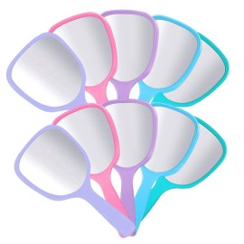 10 Pieces Handheld Hand Mirror Small Mirror, Compact Travel Makeup Mirror Handheld Cosmetic Mirror with Handle Personal Mirror Portable Vanity Mirror for Travel, Camping, Home, 7.09 x 3.15 Inch
