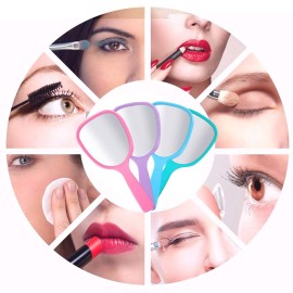 10 Pieces Handheld Hand Mirror Small Mirror, Compact Travel Makeup Mirror Handheld Cosmetic Mirror with Handle Personal Mirror Portable Vanity Mirror for Travel, Camping, Home, 7.09 x 3.15 Inch