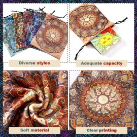6 Pcs Velvet Storage Bag Dice Storage Bag Drawstring Tarot Card Holder Bag Jewelry Pouch Enthusiasts Hand Gift Bags, 7.1 x 5.9 Inches 6 Styles (Floral Style)