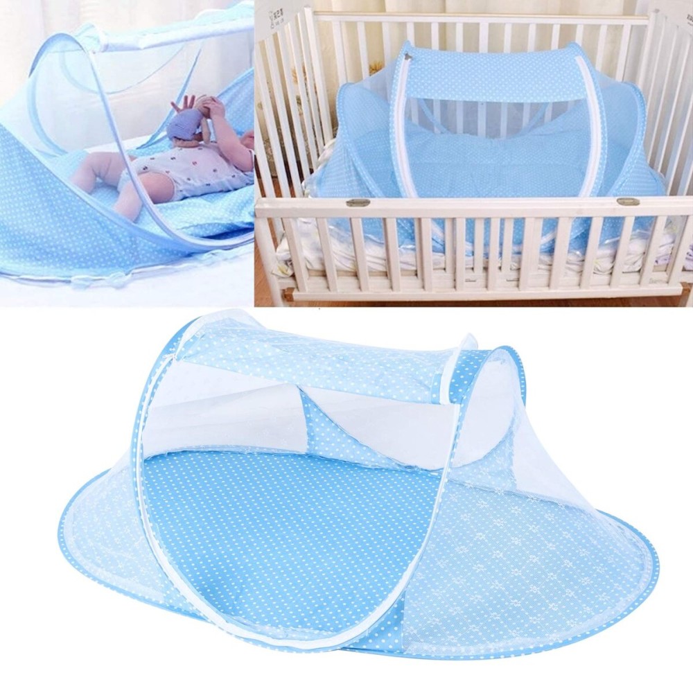 Portable Baby Mosquito Net, Folding Travel Crib Tent With Zipper Closure - Instant Pop Up Bed With Breathable Pad