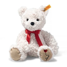 Steiff Jimmy Love Teddy Bear, Premium Plush Bear with Satin Red Bow & Embroidered Paw Pad, Adorable Thoughtful Gift for all Occasions