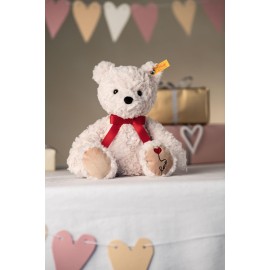 Steiff Jimmy Love Teddy Bear, Premium Plush Bear with Satin Red Bow & Embroidered Paw Pad, Adorable Thoughtful Gift for all Occasions