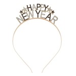 Happy New Year Headbands for Women Rhinestone New Years Eve Hairbands New Year Party Supplies Holiday Hair Accessory Gifts White&black