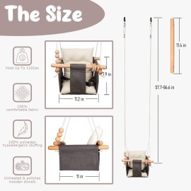Tislly Baby Swing Outdoor Indoor Toddler Swing Seat with Safety Belt, Canvas Hanging Swings Outside Tree Swing Great Gift for Baby Boys Girls Kids Lovers
