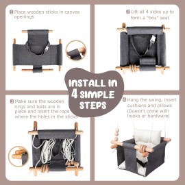 Tislly Baby Swing Outdoor Indoor Toddler Swing Seat with Safety Belt, Canvas Hanging Swings Outside Tree Swing Great Gift for Baby Boys Girls Kids Lovers