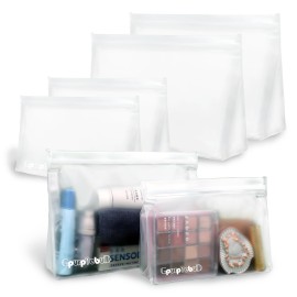 Gpurplebud Clear Toiletry Bags, PEVA Material Leakproof TSA Approved Quart Size Zipper Bags (3, 3 x 9.8in & 3 x 7.9in)