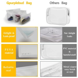 Gpurplebud Clear Toiletry Bags, PEVA Material Leakproof TSA Approved Quart Size Zipper Bags (3, 3 x 9.8in & 3 x 7.9in)