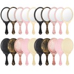 20 Pcs Vintage Handheld Mirrors, 9.8 l x 4.5 W Portable Hand Held Embossed Flower Retro Compact Mirror with Handle for Women Face Makeup Travel Mothers Day Gift(Multicolor)