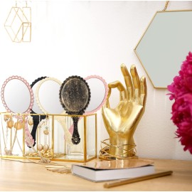 20 Pcs Vintage Handheld Mirrors, 9.8 l x 4.5 W Portable Hand Held Embossed Flower Retro Compact Mirror with Handle for Women Face Makeup Travel Mothers Day Gift(Multicolor)