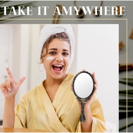 20 Pcs Vintage Handheld Mirrors, 9.8 l x 4.5 W Portable Hand Held Embossed Flower Retro Compact Mirror with Handle for Women Face Makeup Travel Mothers Day Gift(Multicolor)