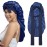 AWAYTR Long Satin Bonnet for Women - Double Layer Elastic Silk Bonnet for Braids Hair Sleeping Cap with Tie Band (Navy Blue)