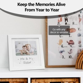 HAMUIERS Me and My Sister Picture Frame, Sibling Gifts, Little or Big Sister Gift, Gender Neutral Baby Keepsake Frame, Nursery Dcor, White