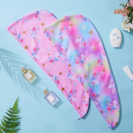 FIOBEE Microfiber Hair Towel Wrap for Kids Rapid Drying Turbans for Wet Hair with Button Women & Girls Long, Curly Hair Pack of 2, Pink FIOBEE Microfiber Hair Towel Wrap for Kids Rapid Drying Turbans for Wet Hair with Button Women & Girls Long, Curly Hair Pack of 2, Pink
