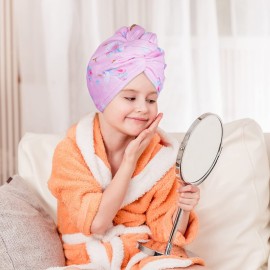 FIOBEE Microfiber Hair Towel Wrap for Kids Rapid Drying Turbans for Wet Hair with Button Women & Girls Long, Curly Hair Pack of 2, Pink FIOBEE Microfiber Hair Towel Wrap for Kids Rapid Drying Turbans for Wet Hair with Button Women & Girls Long, Curly Hair Pack of 2, Pink