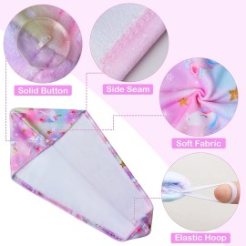 FIOBEE Microfiber Hair Towel Wrap for Kids Rapid Drying Turbans for Wet Hair with Button Women & Girls Long, Curly Hair Pack of 2, Pink FIOBEE Microfiber Hair Towel Wrap for Kids Rapid Drying Turbans for Wet Hair with Button Women & Girls Long, Curly Hair Pack of 2, Pink