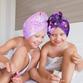 FIOBEE Microfiber Hair Towel Wrap for Kid Rapid Drying Towel Absorbent Hair Turbans for Wet Hair with Button Women Girls Long Curly Hair Pack of 2, Purple FIOBEE Microfiber Hair Towel Wrap for Kid Rapid Drying Towel Absorbent Hair Turbans for Wet Hair with Button Women Girls Long Curly Hair Pack of 2, Purple